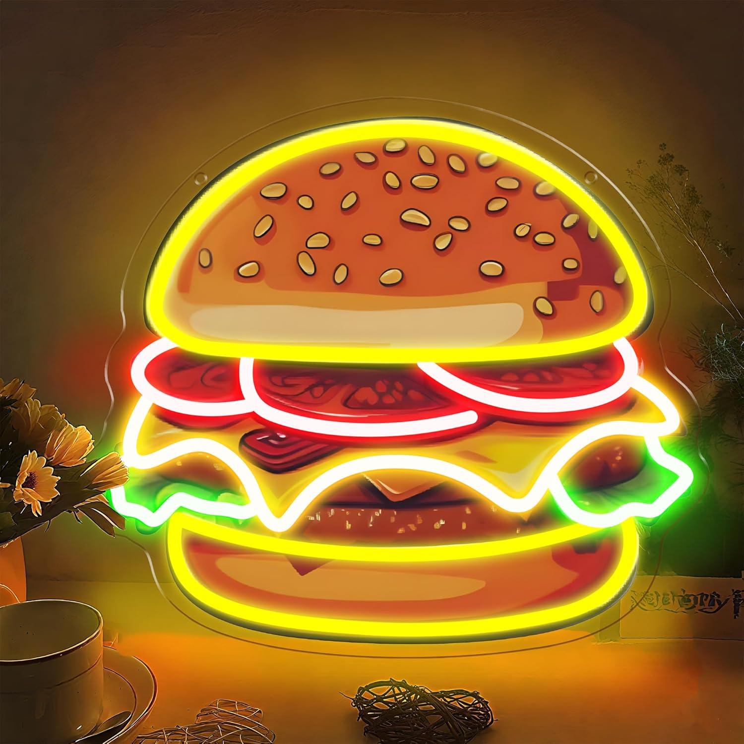 Lighting Decor Ideas - Burger Neon Sign LED Hamburger Wall