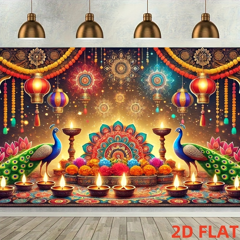 Diwali Peacock Lantern Tapestr - Lighting Decoration For Diwali review and price