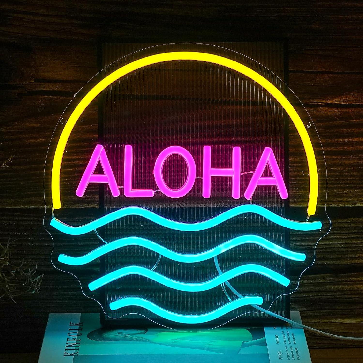 Aloha Sunset Wave Neon Sign US - Lighting Decor Rentals review and price