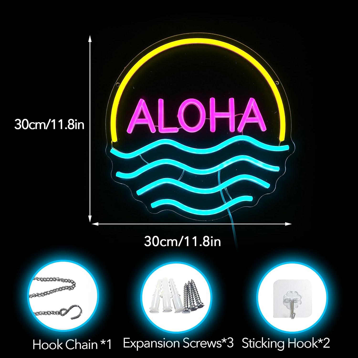 Aloha Sunset Wave Neon Sign US - Lighting Decor Rentals review and price