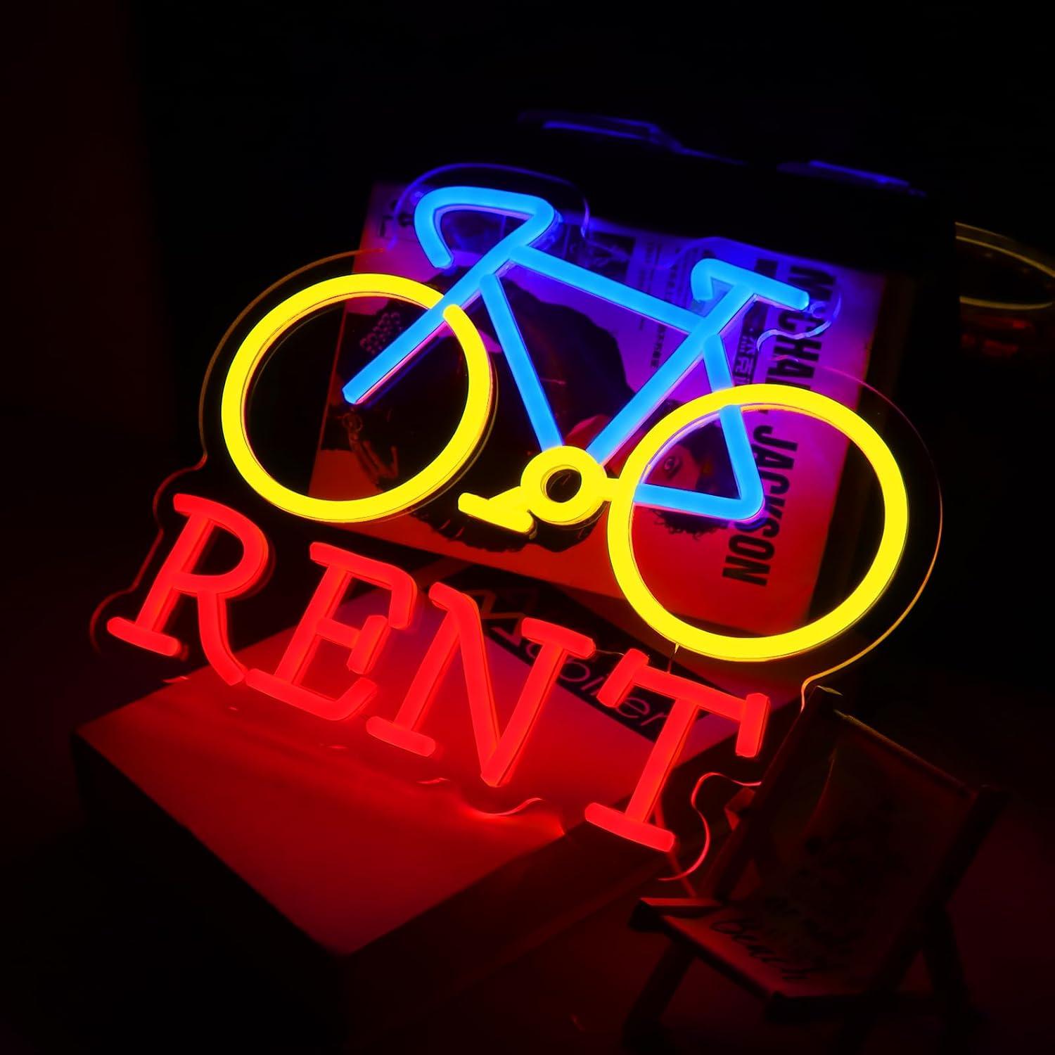 Bicycle Rent Neon Sign USB Dim - Lighting Decor Rentals review and price