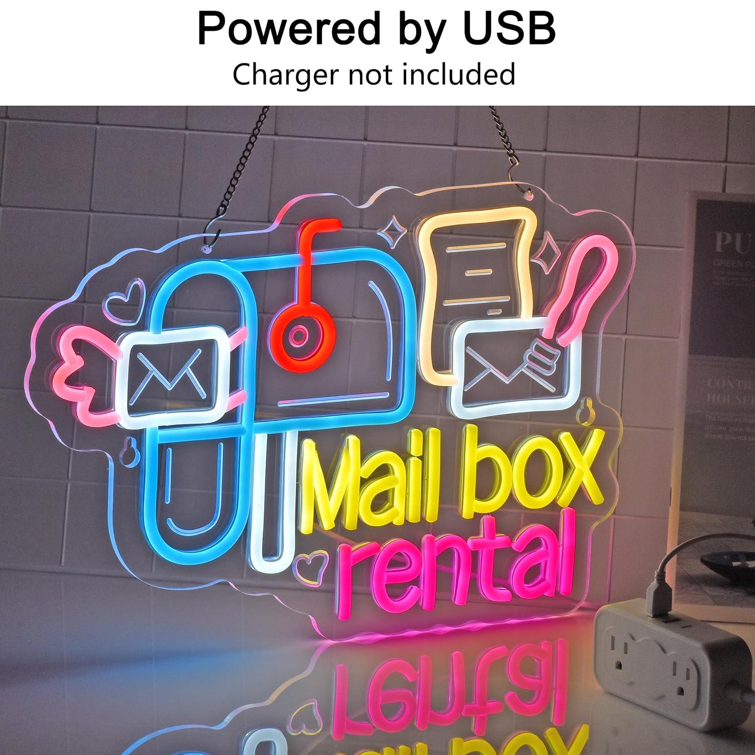 Mail Box Rental Neon Sign USB  - Lighting Decor Rentals review and price
