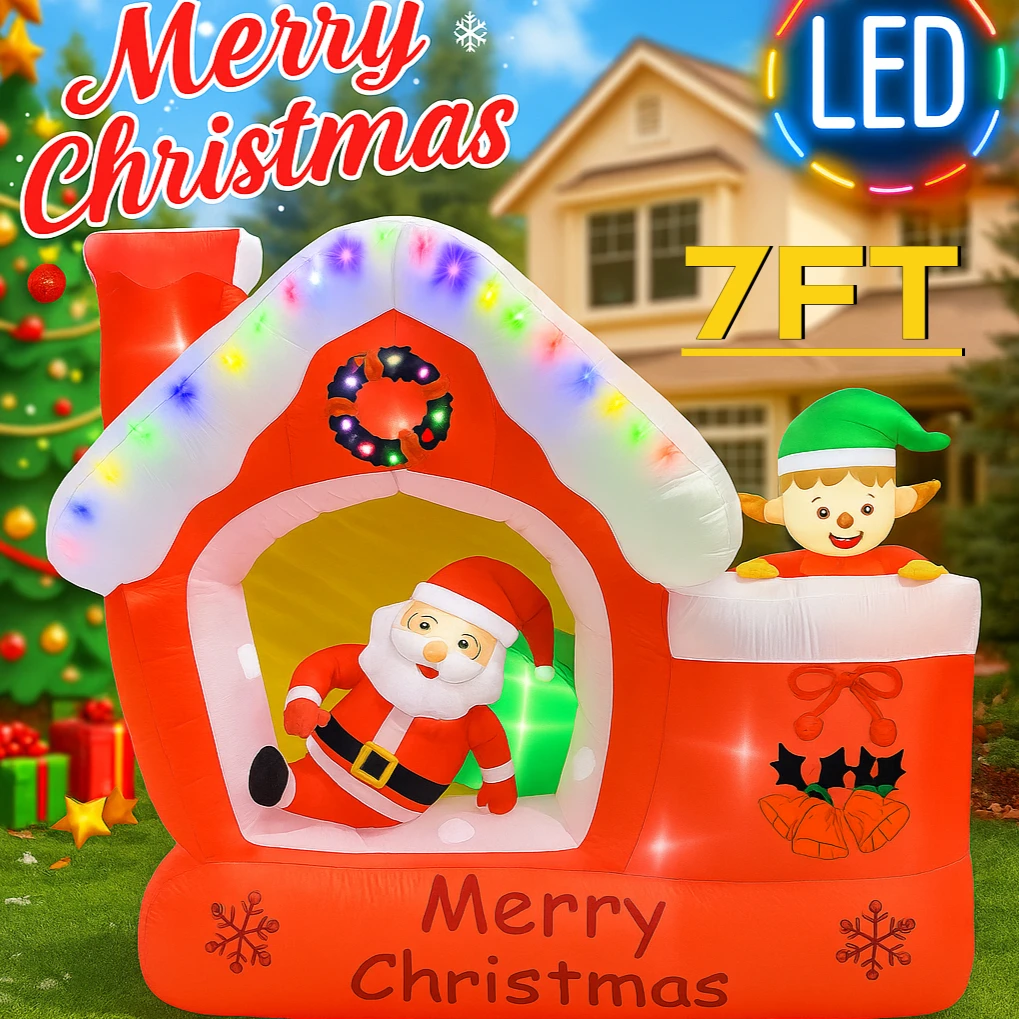 7FT Giant Christmas Inflatable - Santa'S Elves Holiday Lighting & Decor Llc review and price