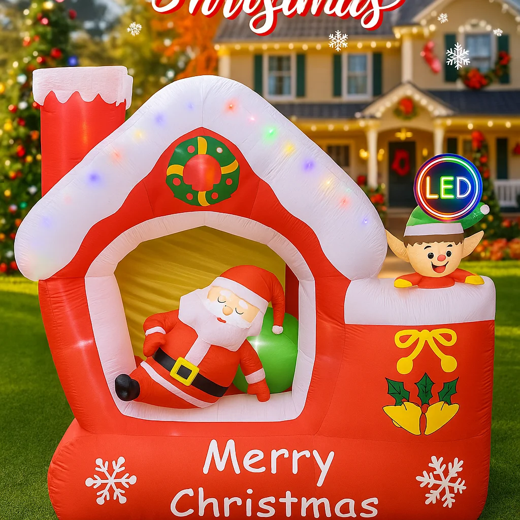 7FT Giant Christmas Inflatable - Santa'S Elves Holiday Lighting & Decor Llc review and price