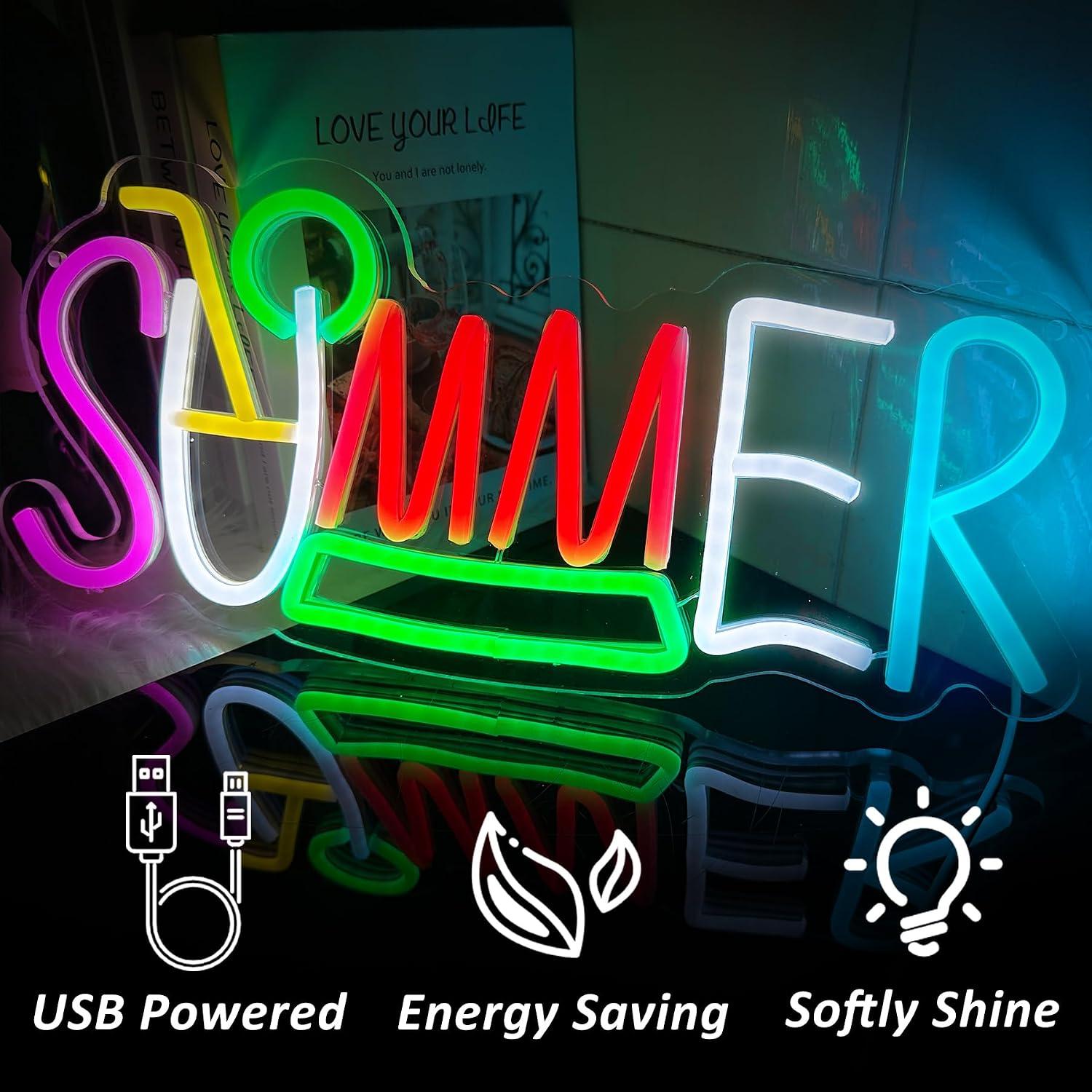 Summer Neon Sign USB Powered L - Lighting Decor Rentals review and price