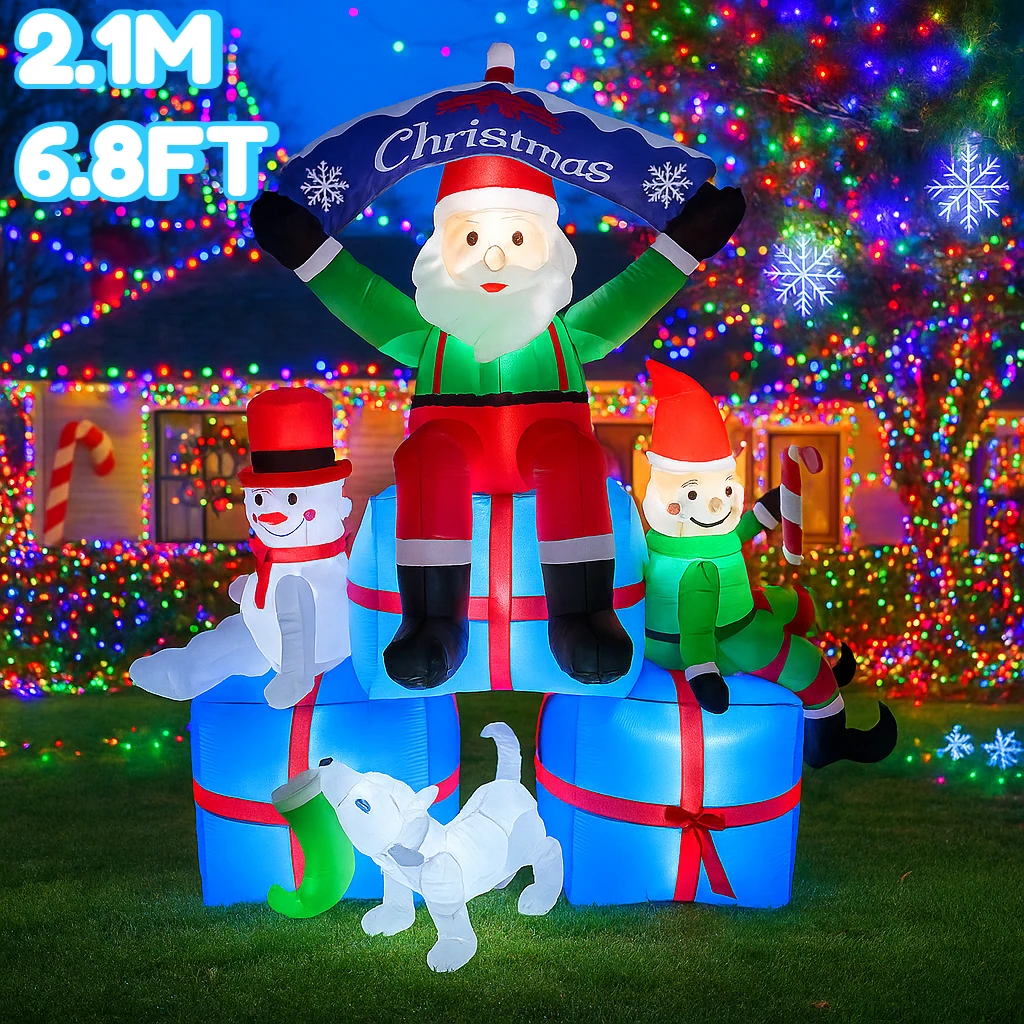 2.1M/6.8FT Santa Snowman Elf D - Santa'S Elves Holiday Lighting & Decor Llc review and price