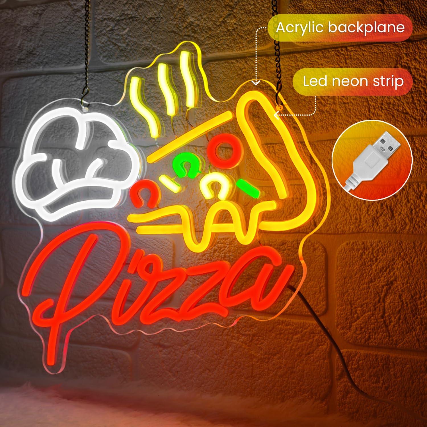 Pizza Neon Sign Colorful Pizza - Restaurant Lighting Decoration review and price