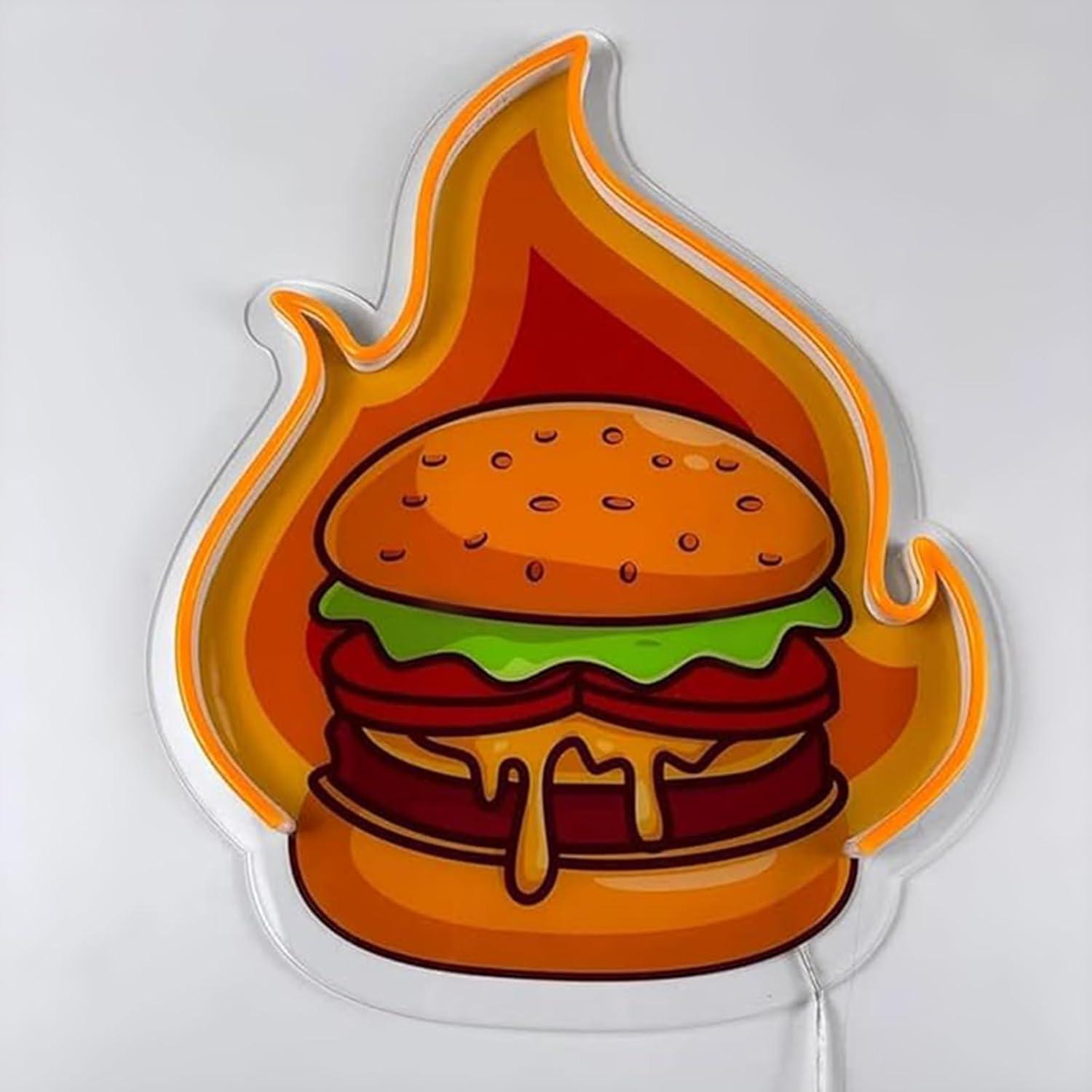 Burger Neon Sign LED Hamburger - Lighting Decor Ideas review and price