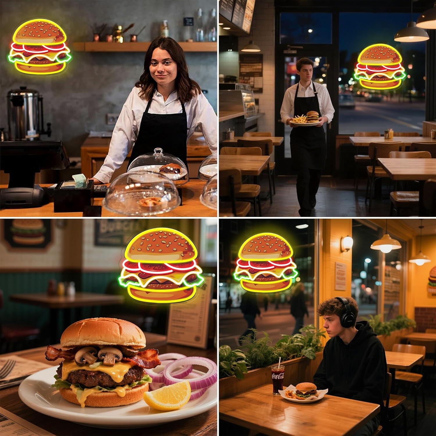 Burger Neon Sign LED Hamburger - Lighting Decor Ideas review and price